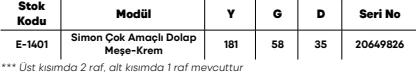 Simon Çok Amaçlı Dolap Meşe-Krem ölçü ve modül bilgileri