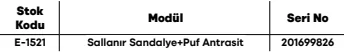 Sallanır Sandalye+Puf Antrasit ölçü ve modül bilgileri