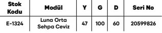Luna Orta Sehpa Ceviz ölçü ve modül bilgileri