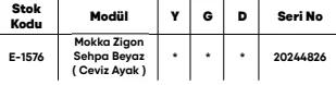 Mokka Zigon Sehpa Beyaz ( Ceviz Ayak ) ölçü ve modül bilgileri