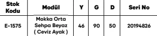 Mokka Orta Sehpa Beyaz ( Ceviz Ayak ) ölçü ve modül bilgileri